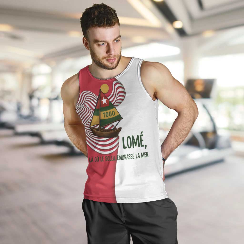 Lome Togo Men Tank Top with Sailboat and Sunset – Where the Sun Kisses the Sea
