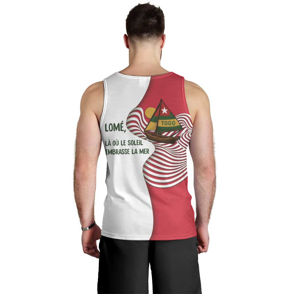 Lome Togo Men Tank Top with Sailboat and Sunset – Where the Sun Kisses the Sea