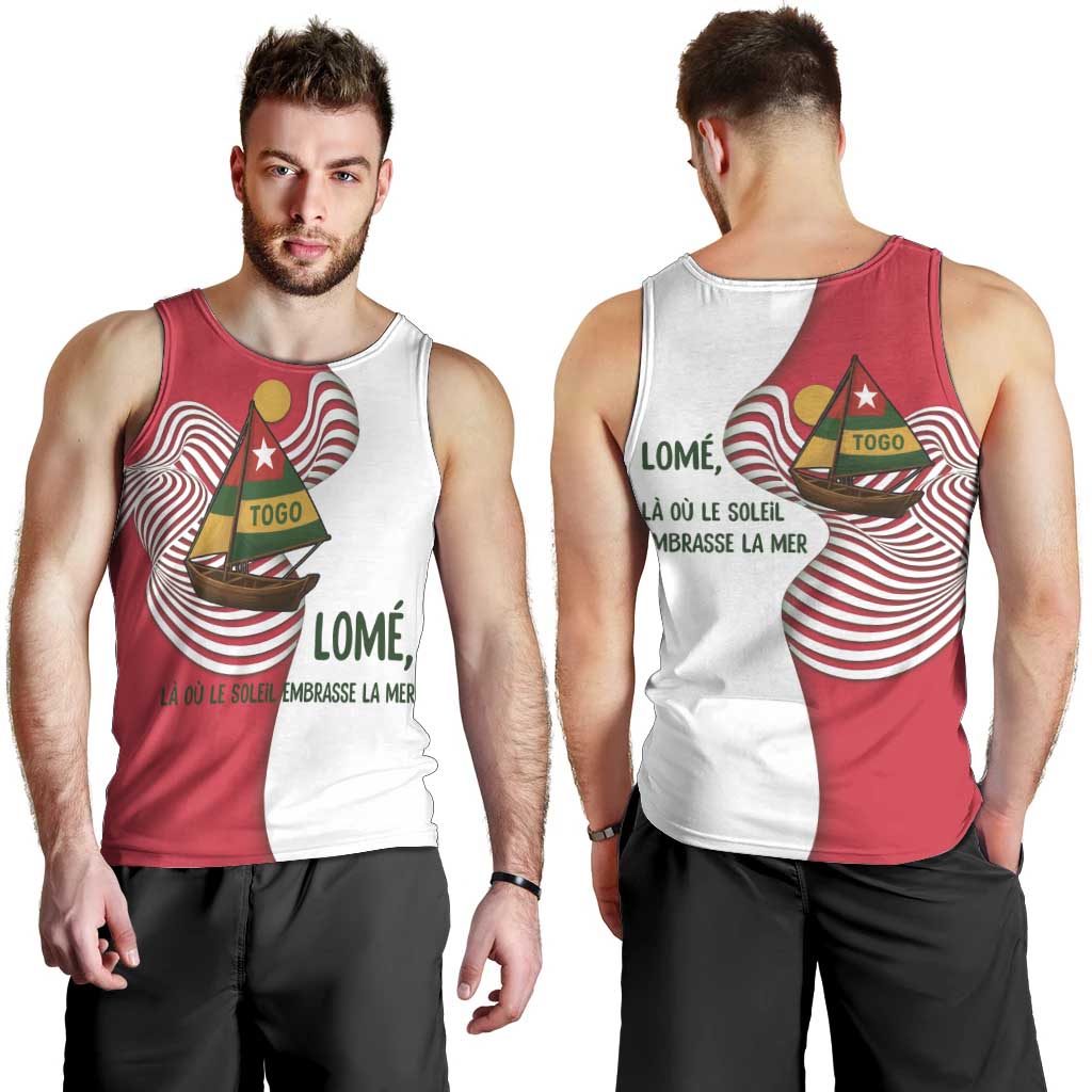 Lome Togo Men Tank Top with Sailboat and Sunset – Where the Sun Kisses the Sea