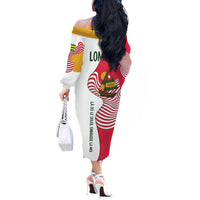 Lome Togo Off The Shoulder Long Sleeve Dress with Sailboat and Sunset – Where the Sun Kisses the Sea