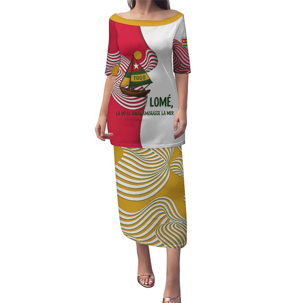 Lome Togo Puletasi with Sailboat and Sunset – Where the Sun Kisses the Sea