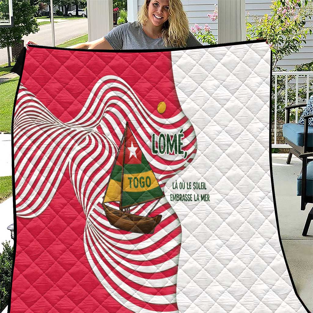 Lome Togo Quilt with Sailboat and Sunset – Where the Sun Kisses the Sea