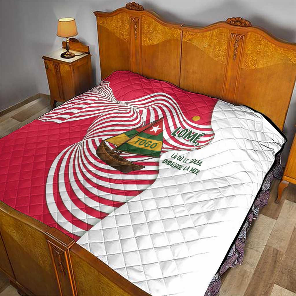 Lome Togo Quilt with Sailboat and Sunset – Where the Sun Kisses the Sea