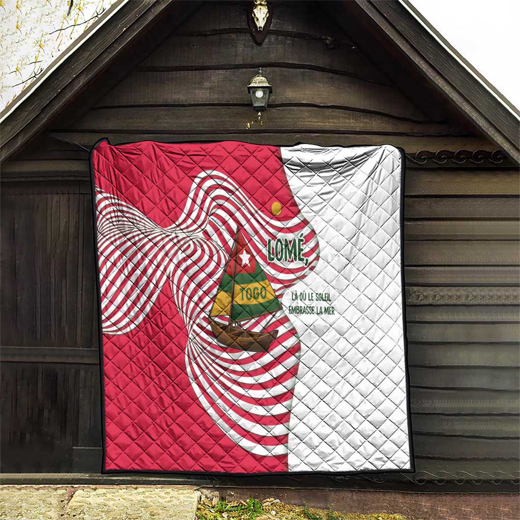 Lome Togo Quilt with Sailboat and Sunset – Where the Sun Kisses the Sea