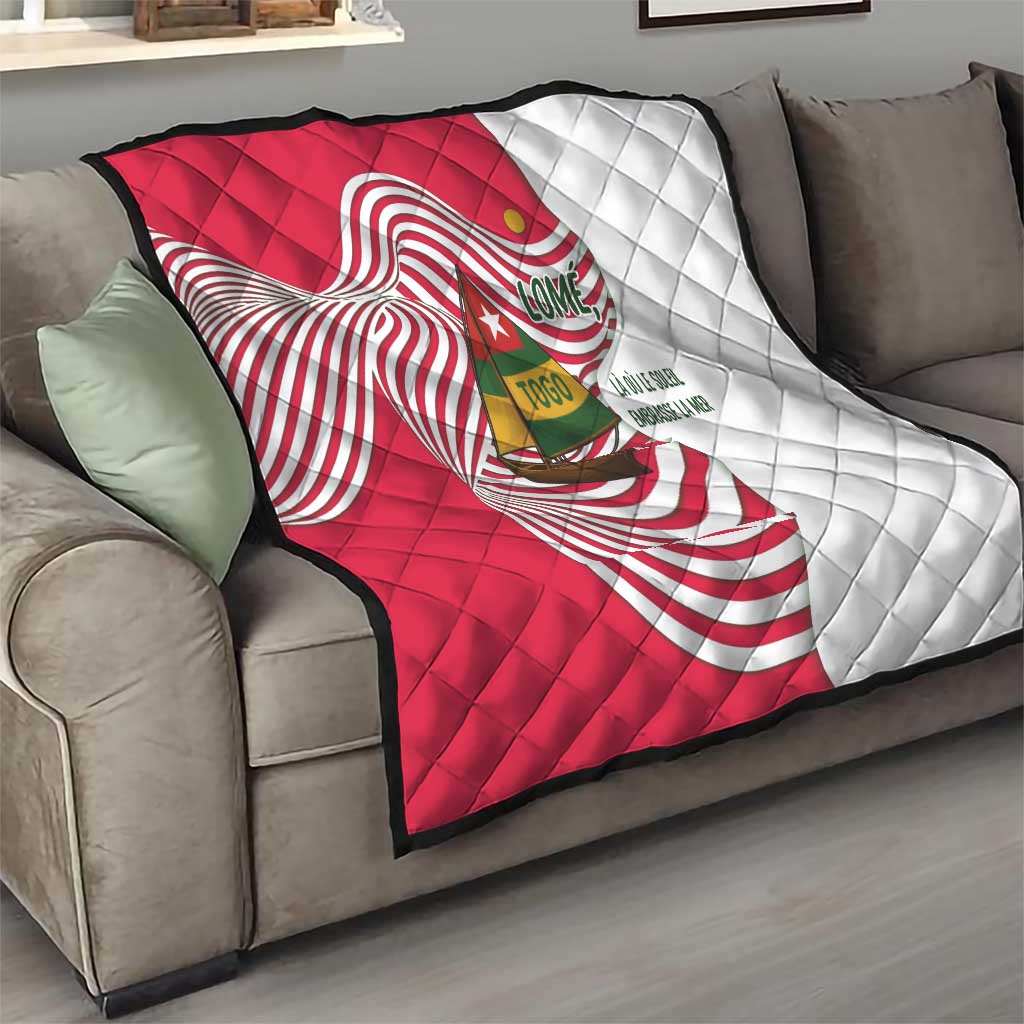 Lome Togo Quilt with Sailboat and Sunset – Where the Sun Kisses the Sea