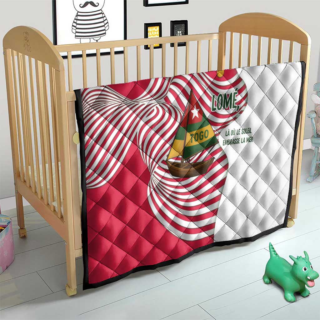 Lome Togo Quilt with Sailboat and Sunset – Where the Sun Kisses the Sea