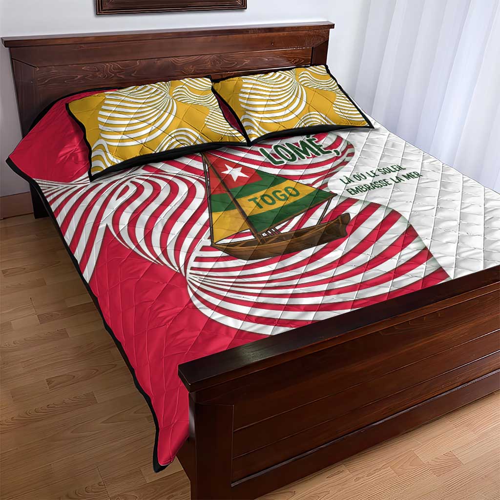 Lome Togo Quilt Bed Set with Sailboat and Sunset – Where the Sun Kisses the Sea