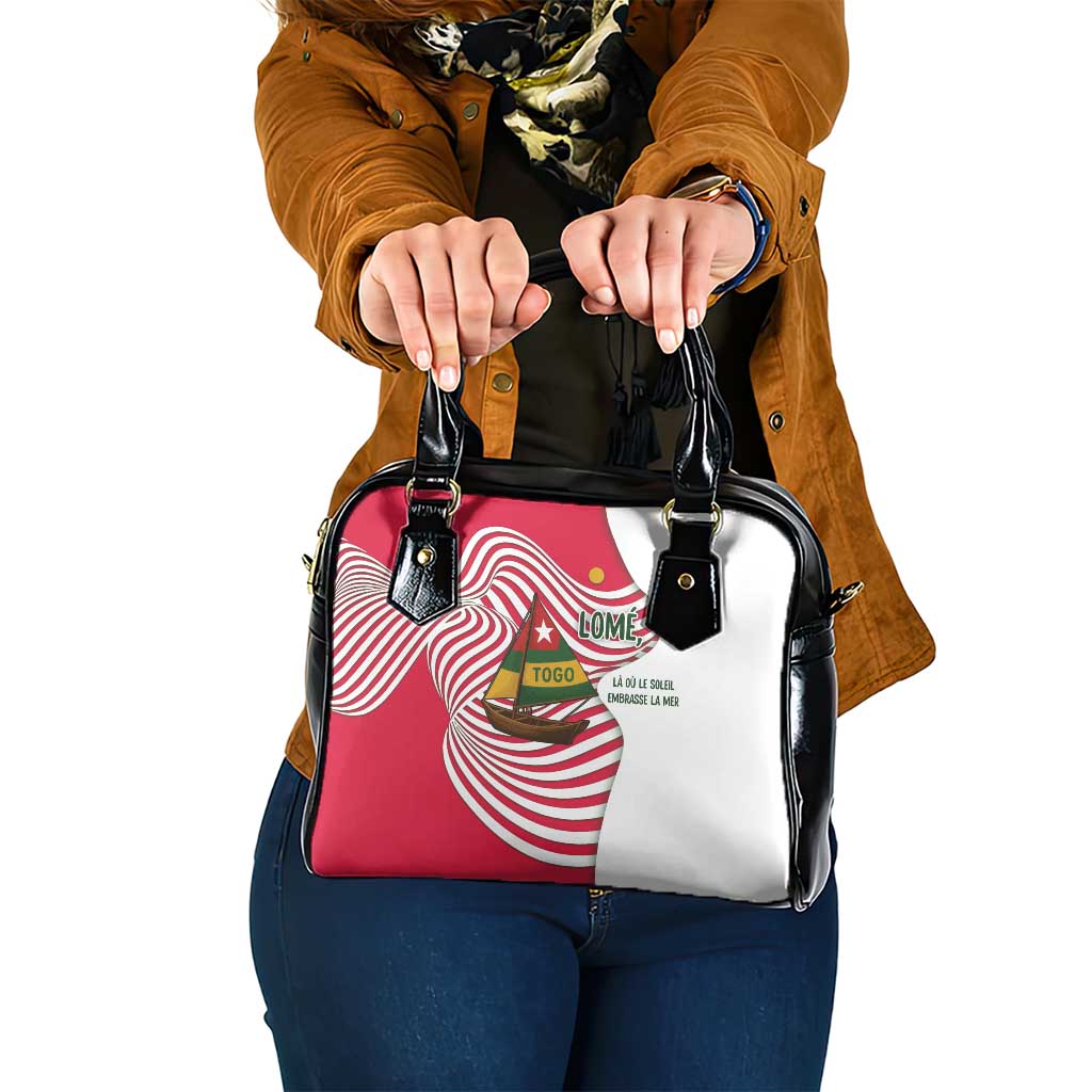 Lome Togo Shoulder Handbag with Sailboat and Sunset – Where the Sun Kisses the Sea