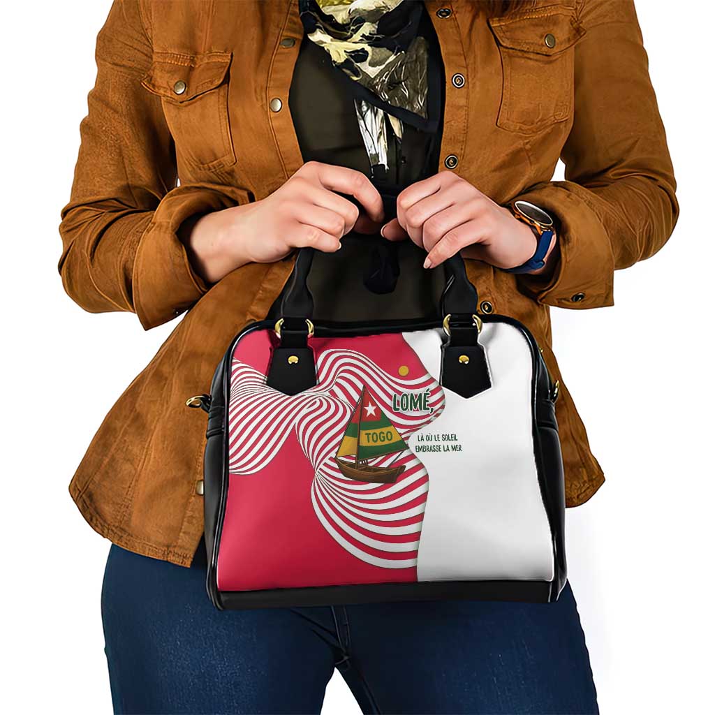 Lome Togo Shoulder Handbag with Sailboat and Sunset – Where the Sun Kisses the Sea
