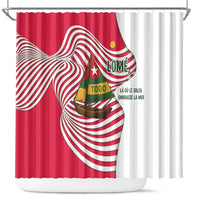 Lome Togo Shower Curtain with Sailboat and Sunset – Where the Sun Kisses the Sea