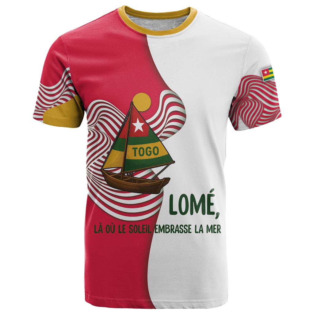 Lome Togo T Shirt with Sailboat and Sunset – Where the Sun Kisses the Sea