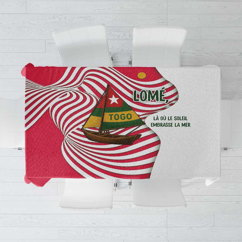 Lome Togo Tablecloth with Sailboat and Sunset – Where the Sun Kisses the Sea