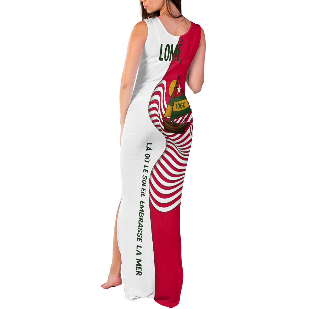 Lome Togo Tank Maxi Dress with Sailboat and Sunset – Where the Sun Kisses the Sea