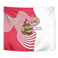 Lome Togo Tapestry with Sailboat and Sunset – Where the Sun Kisses the Sea