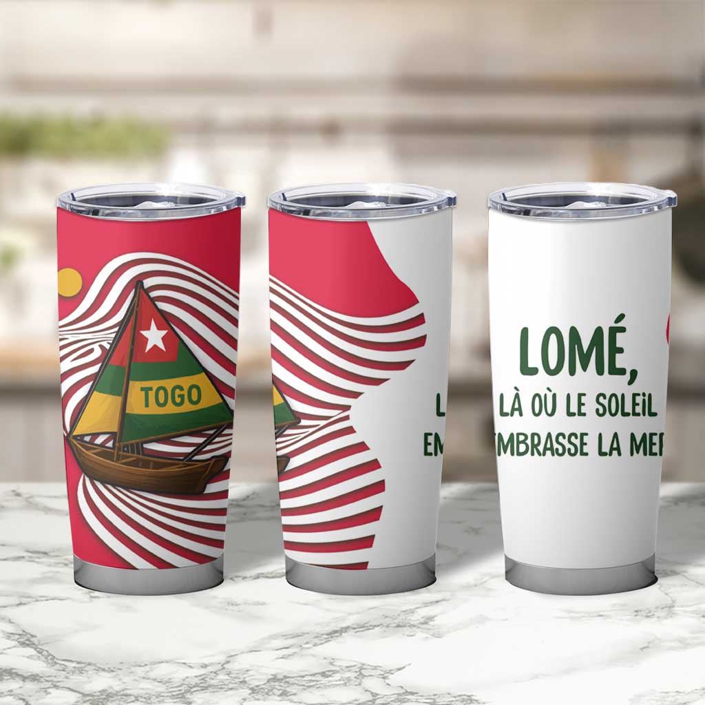 Lome Togo Tumbler Cup with Sailboat and Sunset – Where the Sun Kisses the Sea