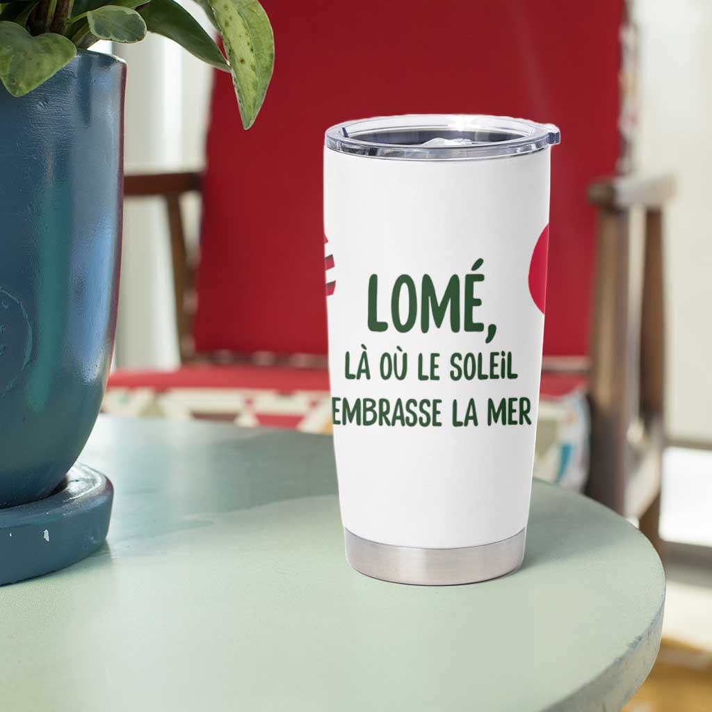 Lome Togo Tumbler Cup with Sailboat and Sunset – Where the Sun Kisses the Sea