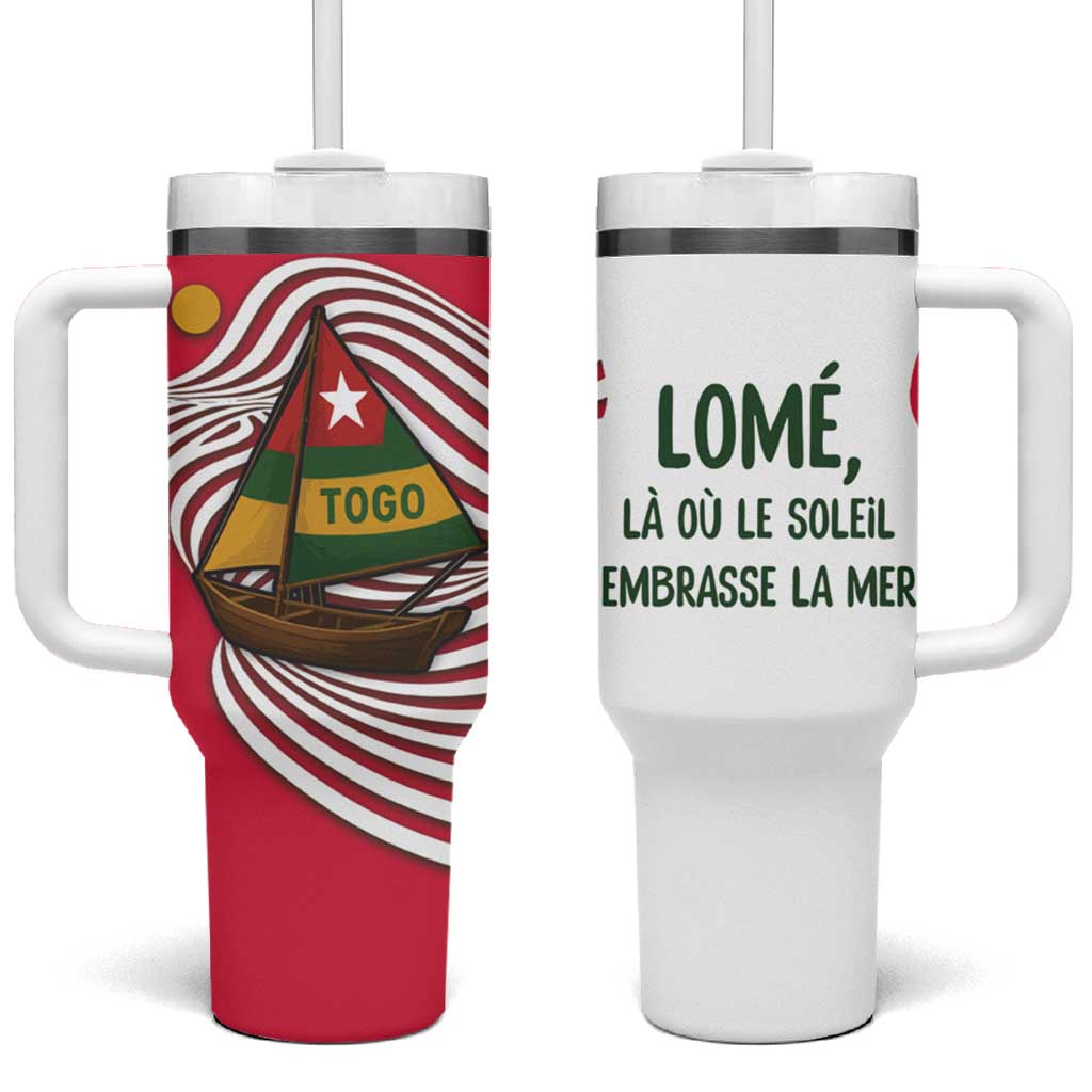Lome Togo Tumbler With Handle with Sailboat and Sunset – Where the Sun Kisses the Sea