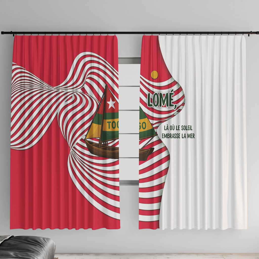 Lome Togo Window Curtain with Sailboat and Sunset – Where the Sun Kisses the Sea
