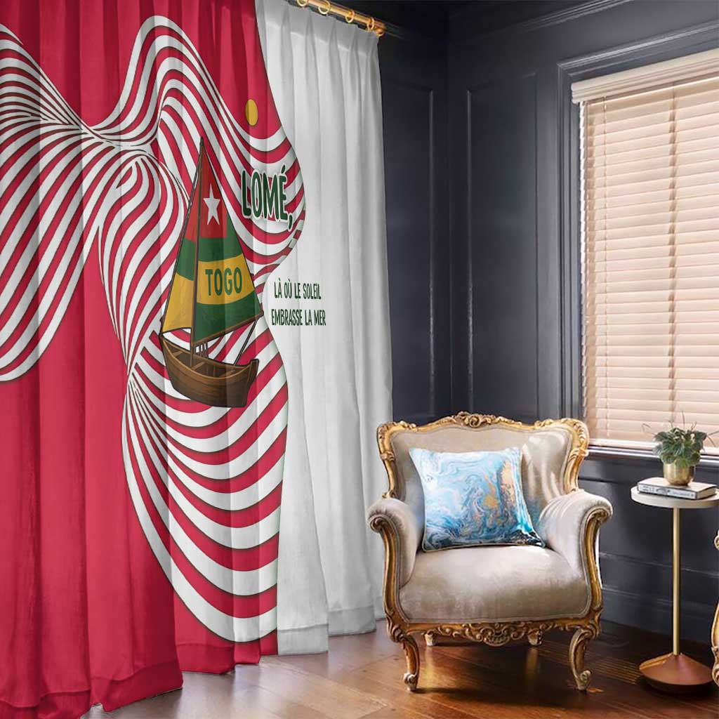 Lome Togo Window Curtain with Sailboat and Sunset – Where the Sun Kisses the Sea