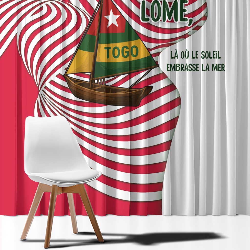 Lome Togo Window Curtain with Sailboat and Sunset – Where the Sun Kisses the Sea
