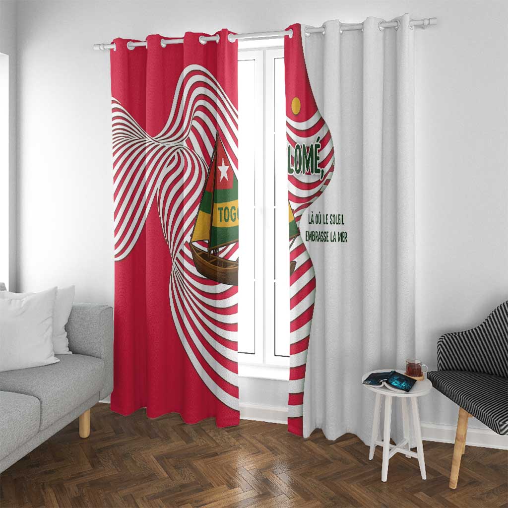 Lome Togo Window Curtain with Sailboat and Sunset – Where the Sun Kisses the Sea