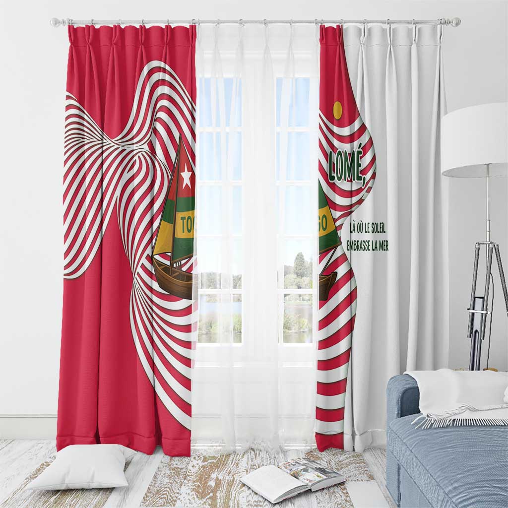 Lome Togo Window Curtain with Sailboat and Sunset – Where the Sun Kisses the Sea