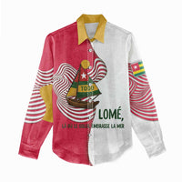 Lome Togo Women Casual Shirt with Sailboat and Sunset – Where the Sun Kisses the Sea