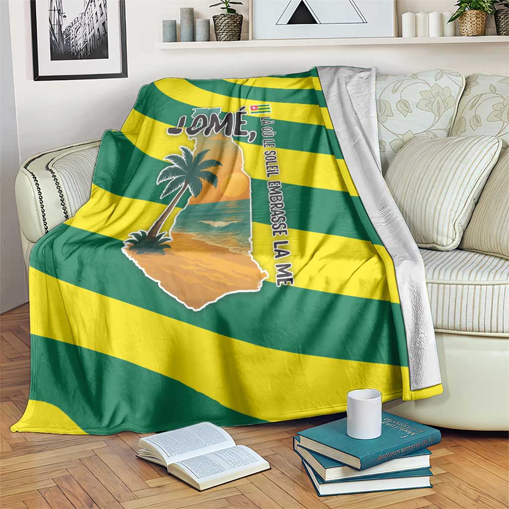 Lome Togo Sunset Blanket with Palm Trees and Ocean Embrace Design