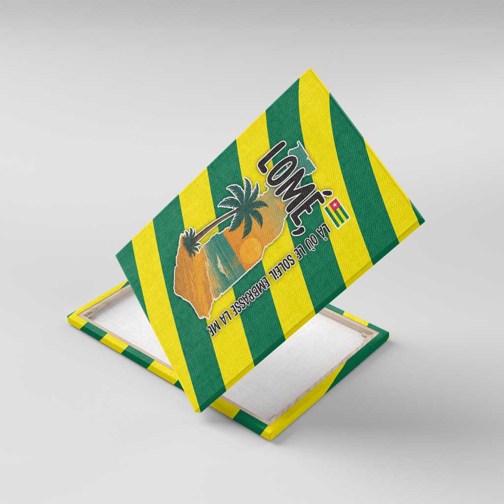 Lome Togo Sunset Canvas Wall Art with Palm Trees and Ocean Embrace Design