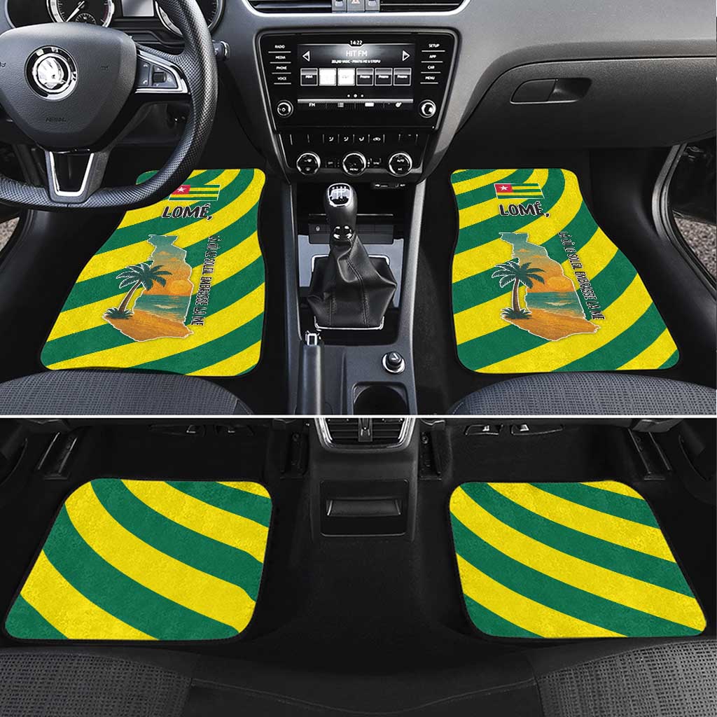 Lome Togo Sunset Car Mats with Palm Trees and Ocean Embrace Design