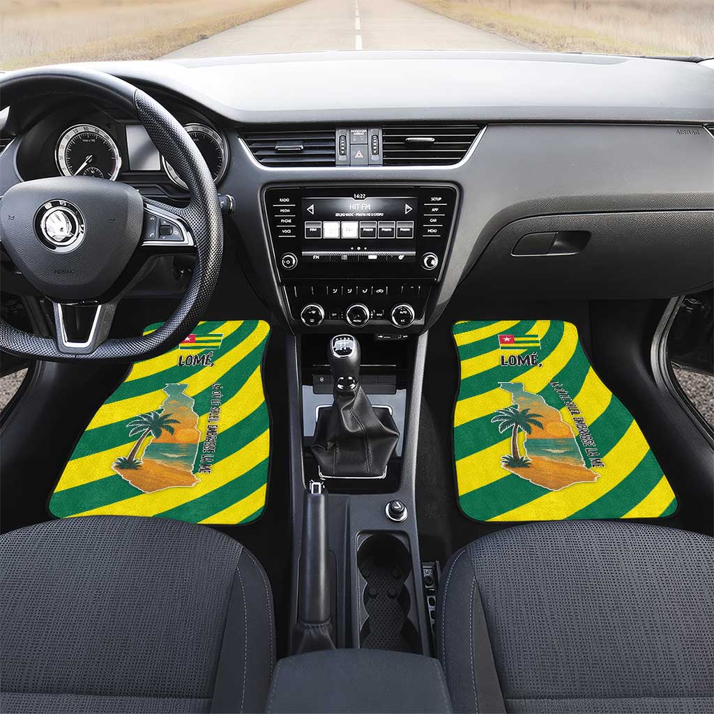 Lome Togo Sunset Car Mats with Palm Trees and Ocean Embrace Design