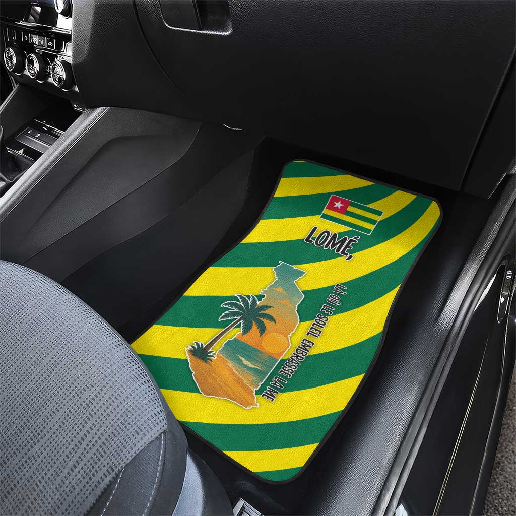 Lome Togo Sunset Car Mats with Palm Trees and Ocean Embrace Design