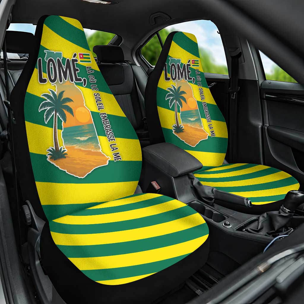 Lome Togo Sunset Car Seat Cover with Palm Trees and Ocean Embrace Design