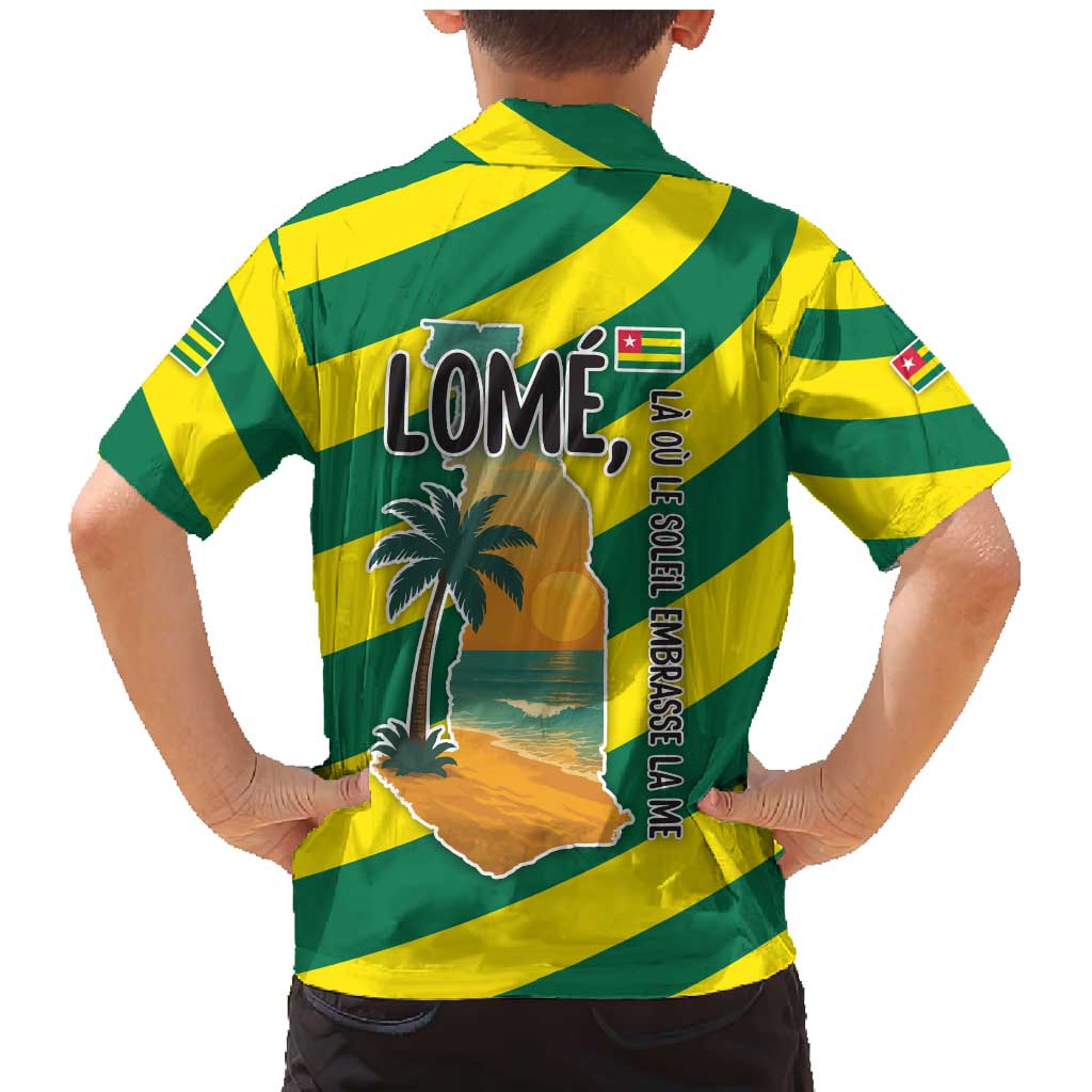 Lome Togo Sunset Family Matching Mermaid Dress and Hawaiian Shirt with Palm Trees and Ocean Embrace Design