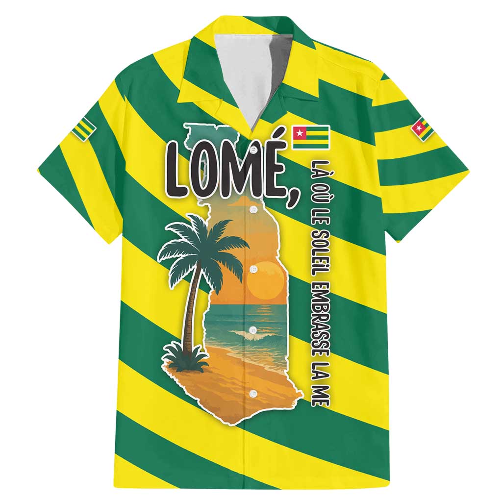Lome Togo Sunset Family Matching Mermaid Dress and Hawaiian Shirt with Palm Trees and Ocean Embrace Design