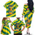 Lome Togo Sunset Family Matching Off The Shoulder Long Sleeve Dress and Hawaiian Shirt with Palm Trees and Ocean Embrace Design