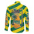 Lome Togo Sunset Family Matching Off The Shoulder Long Sleeve Dress and Hawaiian Shirt with Palm Trees and Ocean Embrace Design