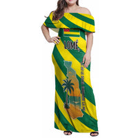 Lome Togo Sunset Family Matching Off Shoulder Maxi Dress and Hawaiian Shirt with Palm Trees and Ocean Embrace Design