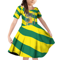 Lome Togo Sunset Family Matching Off Shoulder Short Dress and Hawaiian Shirt with Palm Trees and Ocean Embrace Design
