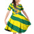 Lome Togo Sunset Family Matching Off Shoulder Short Dress and Hawaiian Shirt with Palm Trees and Ocean Embrace Design