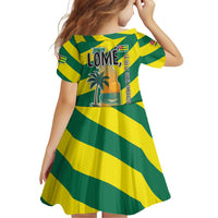 Lome Togo Sunset Family Matching Off Shoulder Short Dress and Hawaiian Shirt with Palm Trees and Ocean Embrace Design