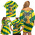 Lome Togo Sunset Family Matching Off Shoulder Short Dress and Hawaiian Shirt with Palm Trees and Ocean Embrace Design