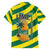 Lome Togo Sunset Family Matching Off Shoulder Short Dress and Hawaiian Shirt with Palm Trees and Ocean Embrace Design