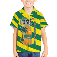Lome Togo Sunset Family Matching Short Sleeve Bodycon Dress and Hawaiian Shirt with Palm Trees and Ocean Embrace Design