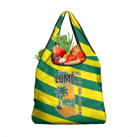 Lome Togo Sunset Grocery Bag with Palm Trees and Ocean Embrace Design