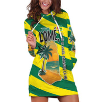 Lome Togo Sunset Hoodie Dress with Palm Trees and Ocean Embrace Design