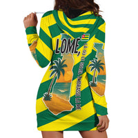 Lome Togo Sunset Hoodie Dress with Palm Trees and Ocean Embrace Design