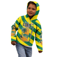 Lome Togo Sunset Kid Hoodie with Palm Trees and Ocean Embrace Design