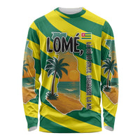Lome Togo Sunset Long Sleeve Shirt with Palm Trees and Ocean Embrace Design
