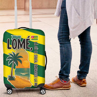 Lome Togo Sunset Luggage Cover with Palm Trees and Ocean Embrace Design